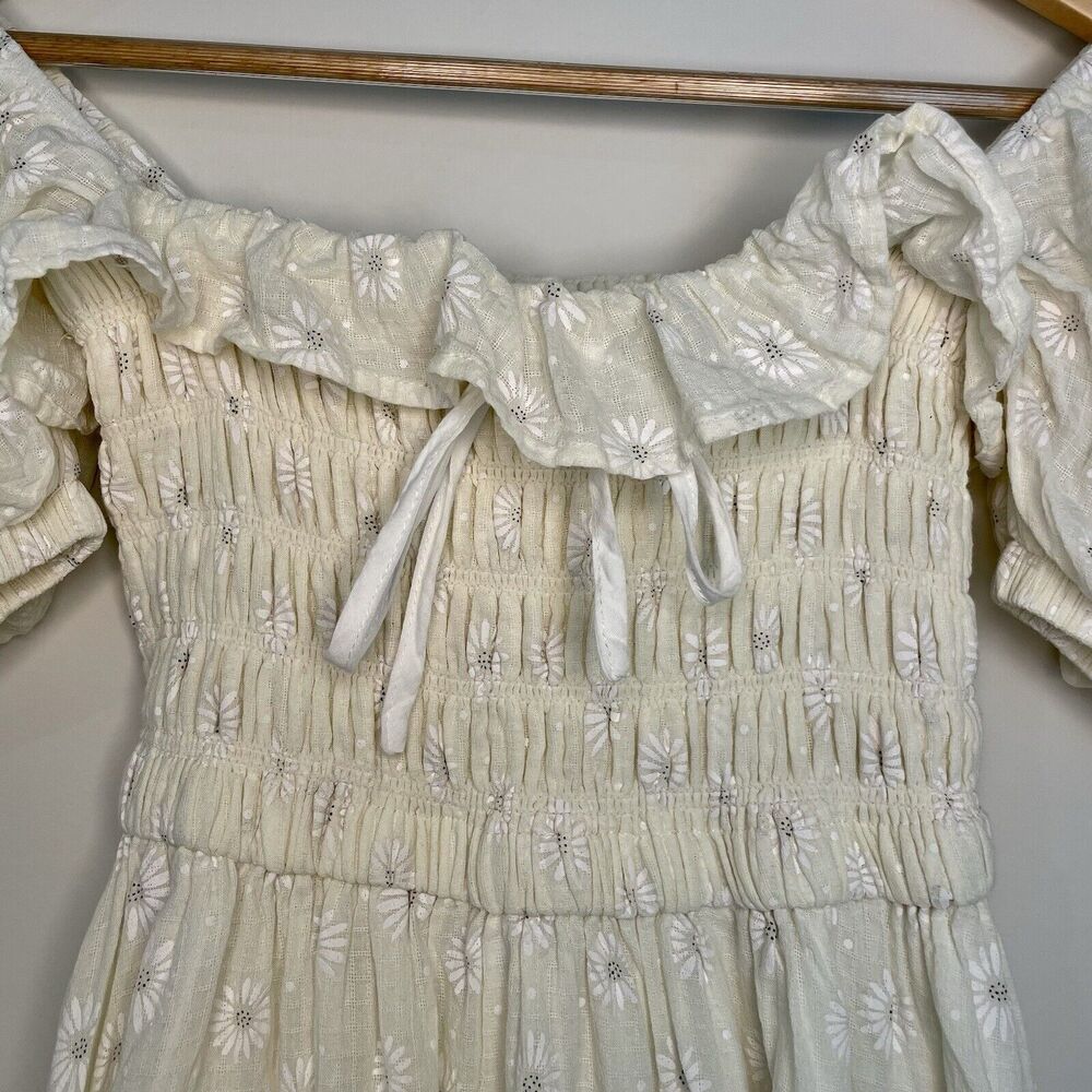 R.Vivimos Milkmaid Puff Sleeve Floral Ruffled Coquette Swing Mini Dress Size 0/2 - Picture 2 of 12